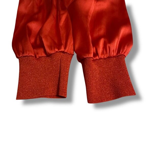 Caroline Biss Red Silk Blouse Women’s Size 40 (US 8) Long Sleeve Classic Elegant - Picture 3 of 6